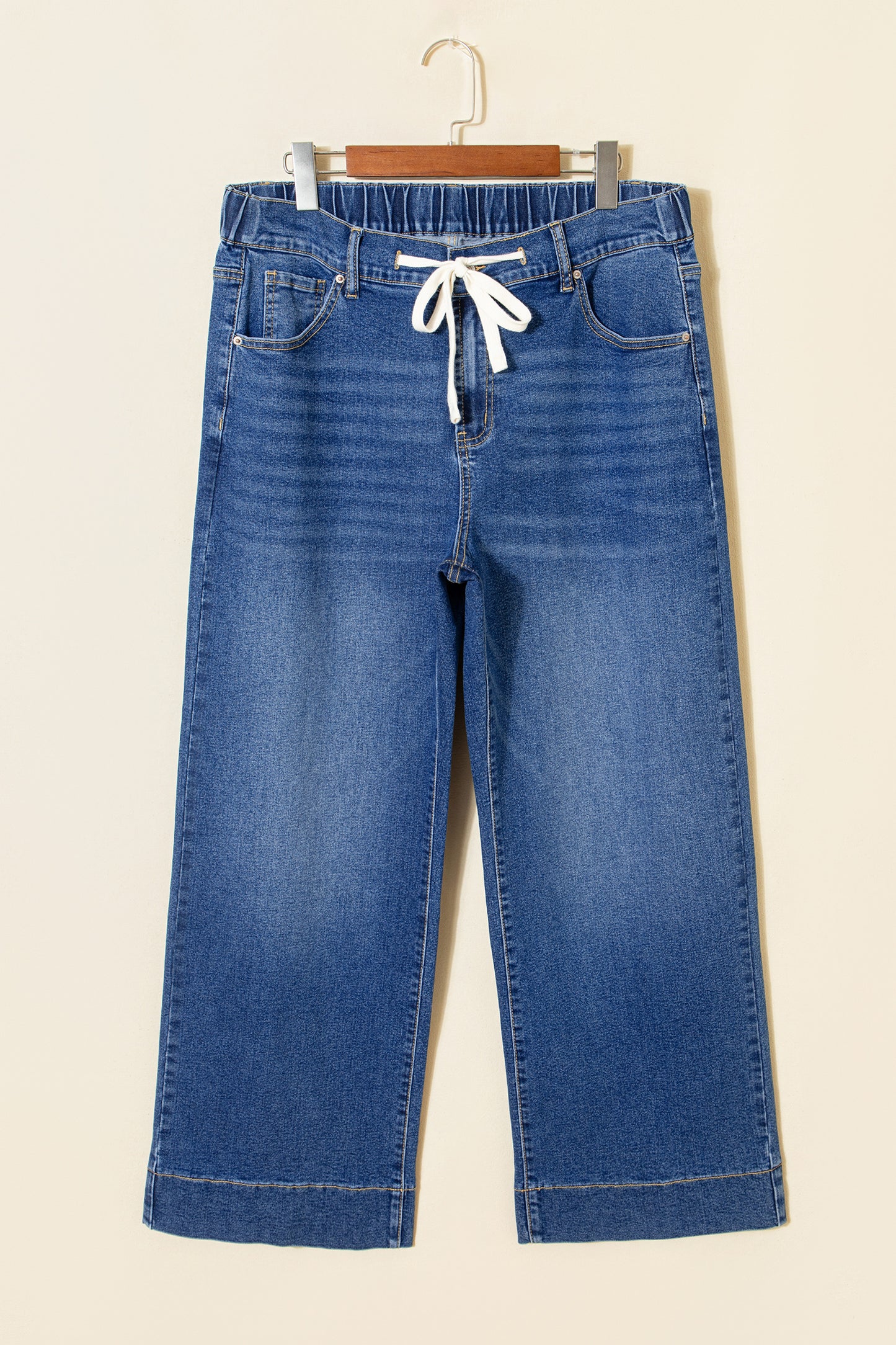 Blue Acid Wash Contrast Lace-up Plus Size Jeans