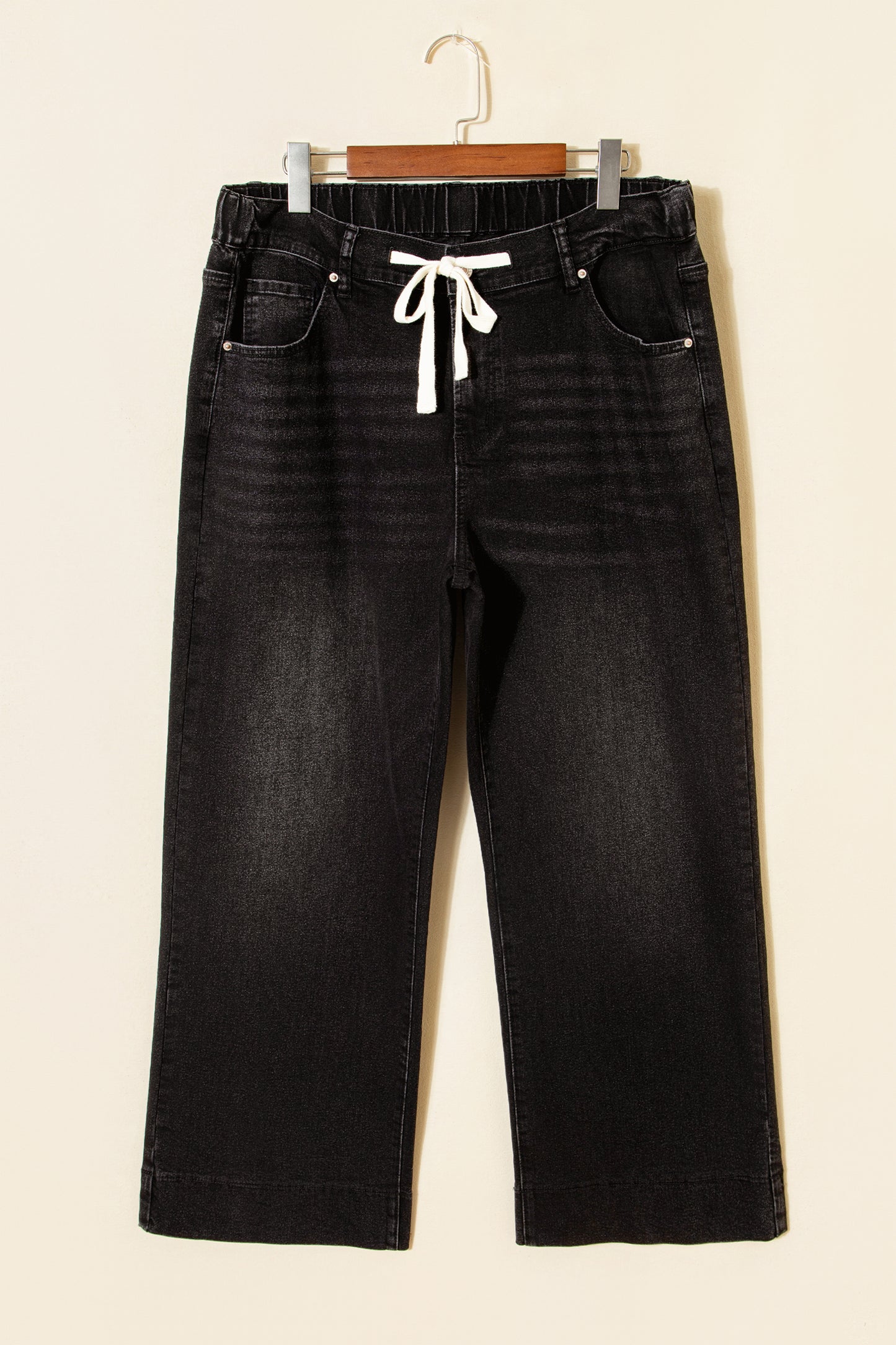 Black Acid Wash Contrast Lace-up Plus Size Jeans