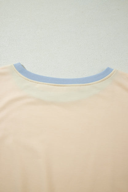 Turquoise Colorblock Edge Drop Shoulder T Shirt and Skort 2Pcs Set