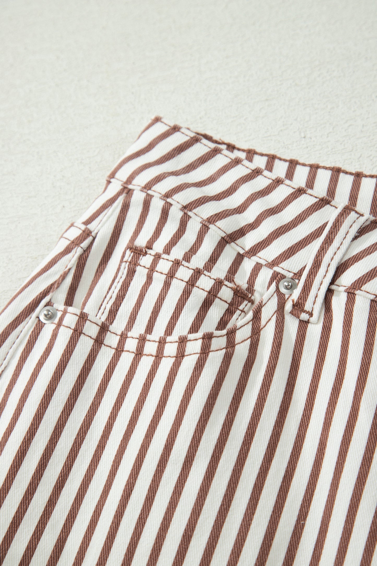 Brown Stripe Casual Barrel Jeans