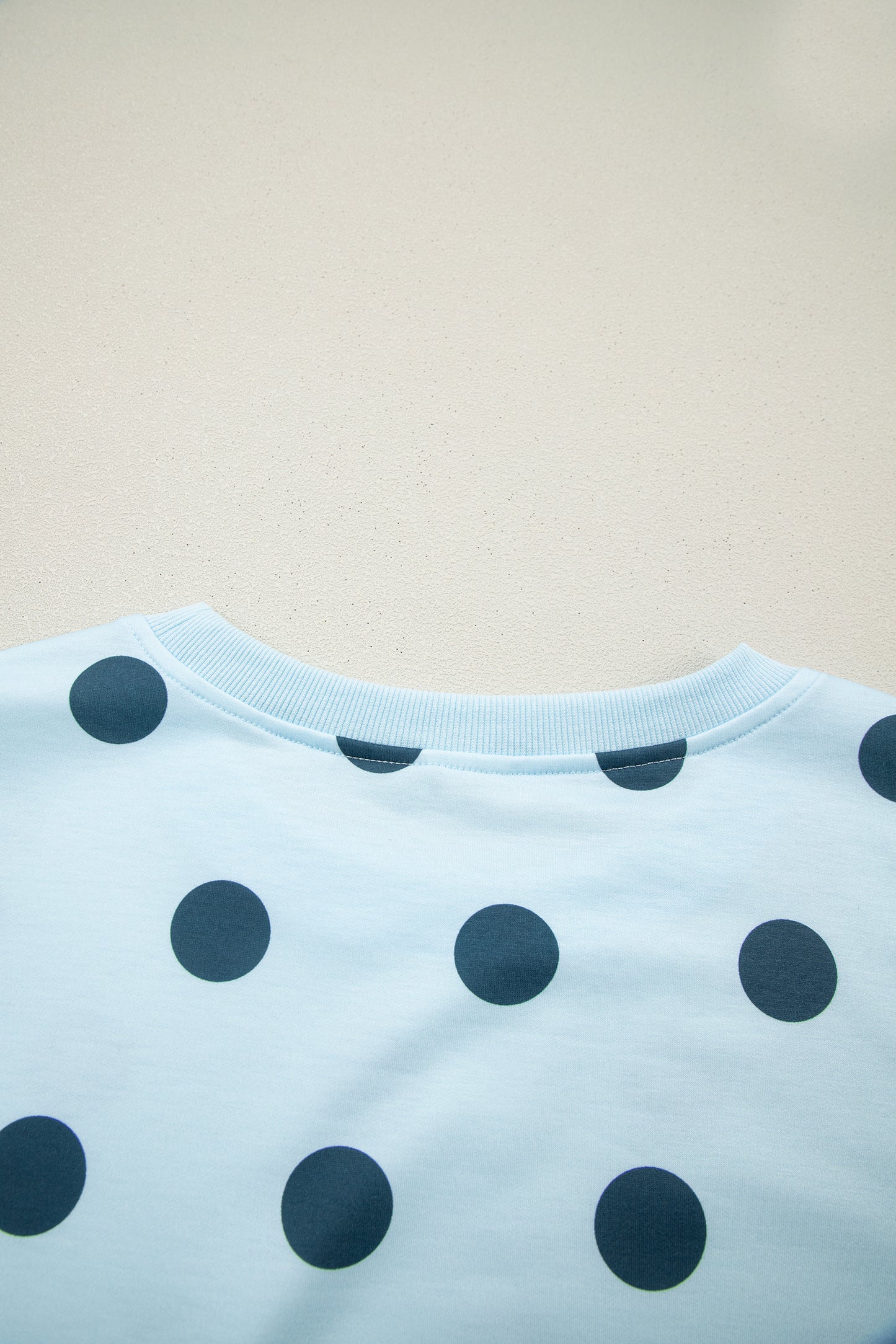 Sky Blue Ribbed Trim Polka Dot Print Tank Split Mini Skort 2pcs Set