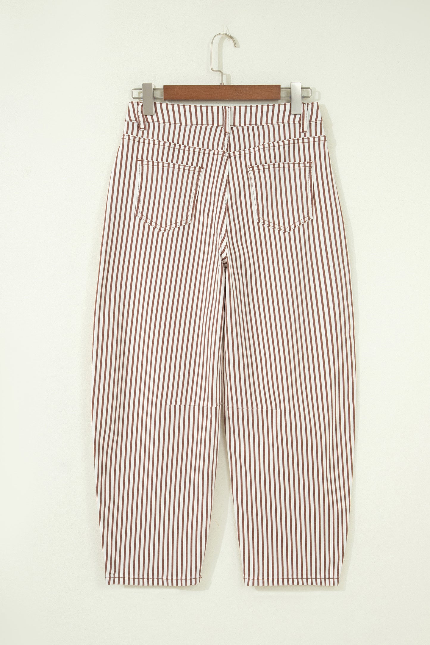 Brown Stripe Casual Barrel Jeans