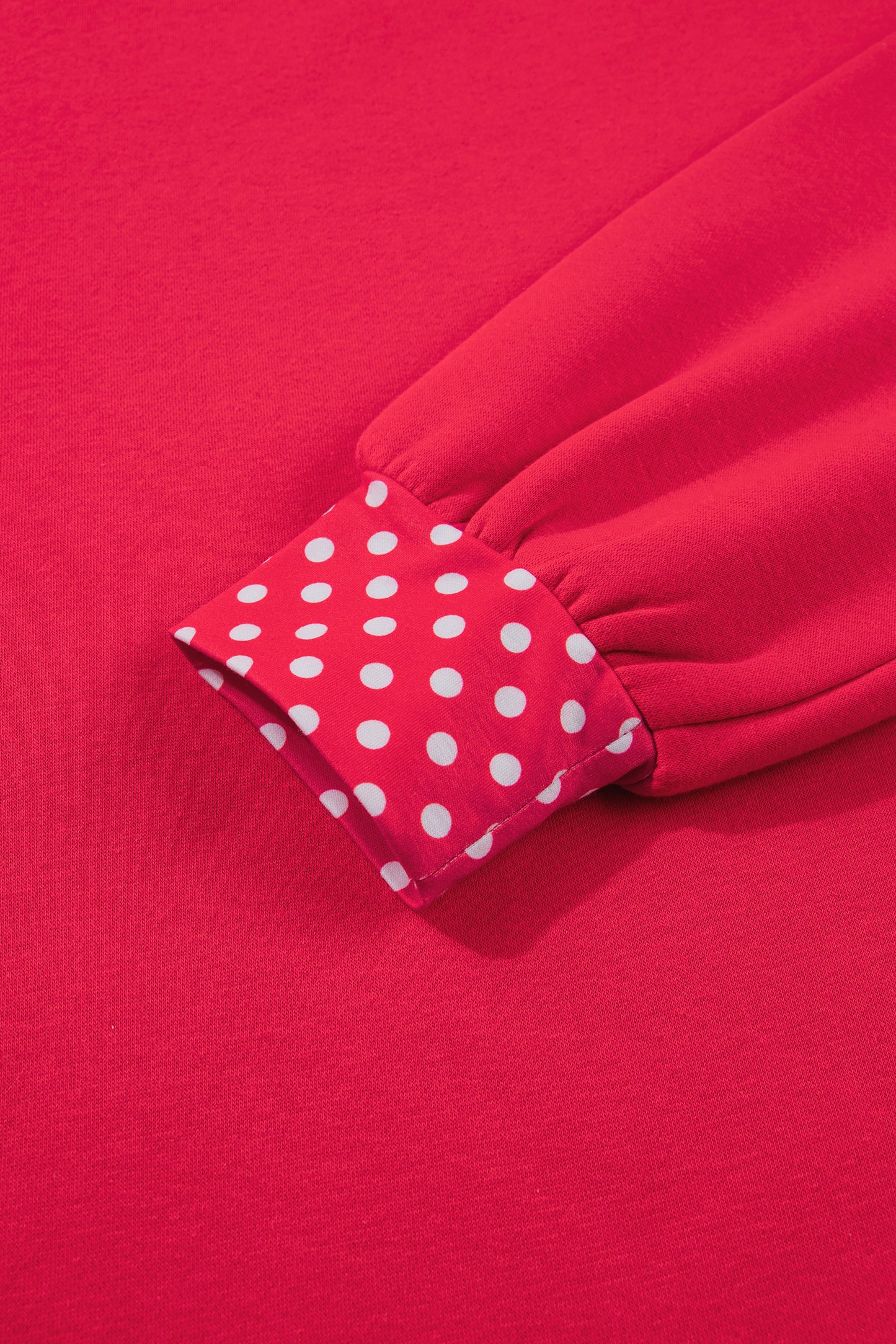 Racing Red Colorblock Polka Dot Contrast Trim Oversized Sweatshirt
