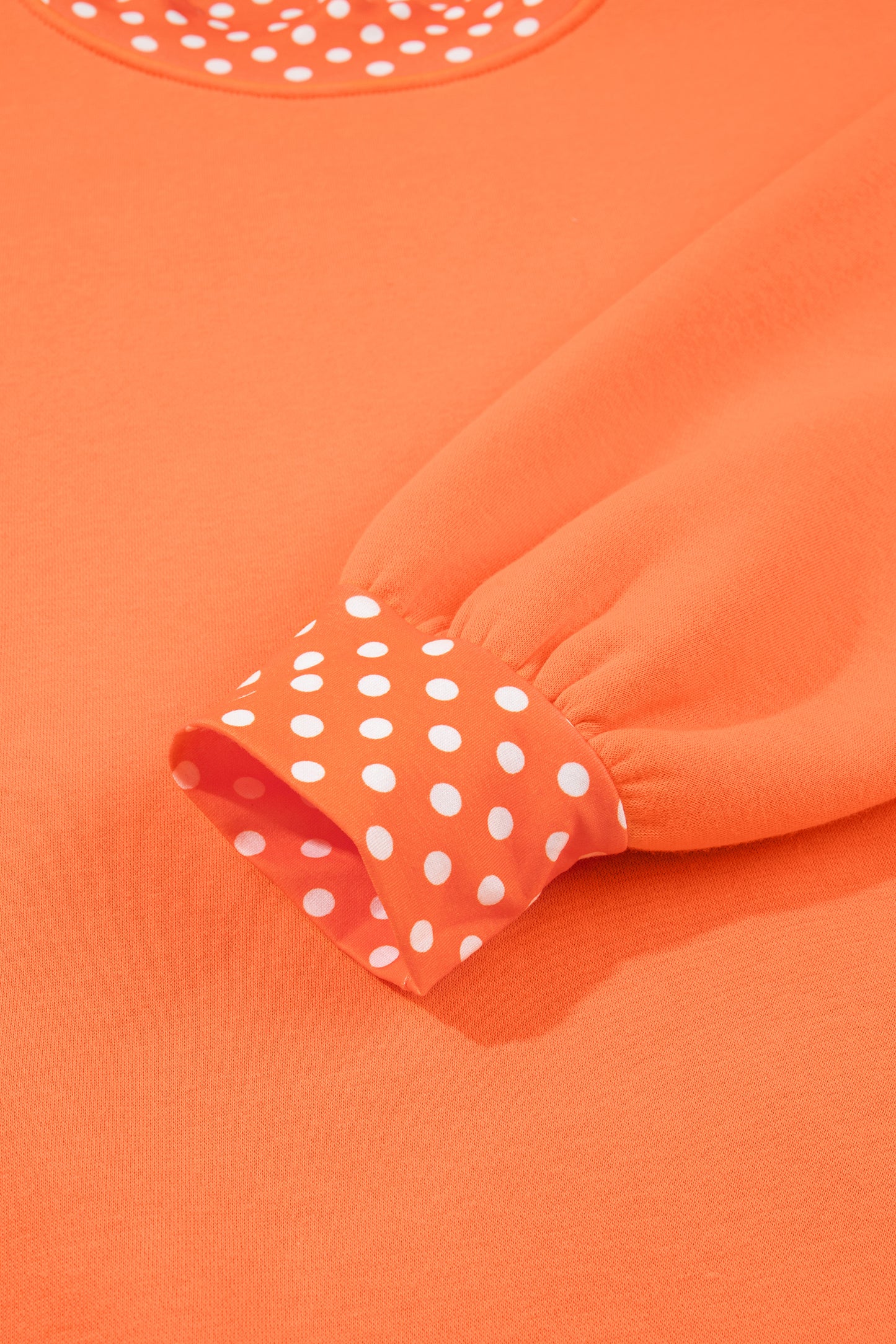 Racing Red Colorblock Polka Dot Contrast Trim Oversized Sweatshirt