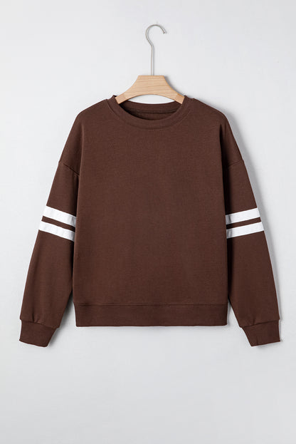 White Varsity Striped Detail Drop Shoulder Oversized Sweatshirt