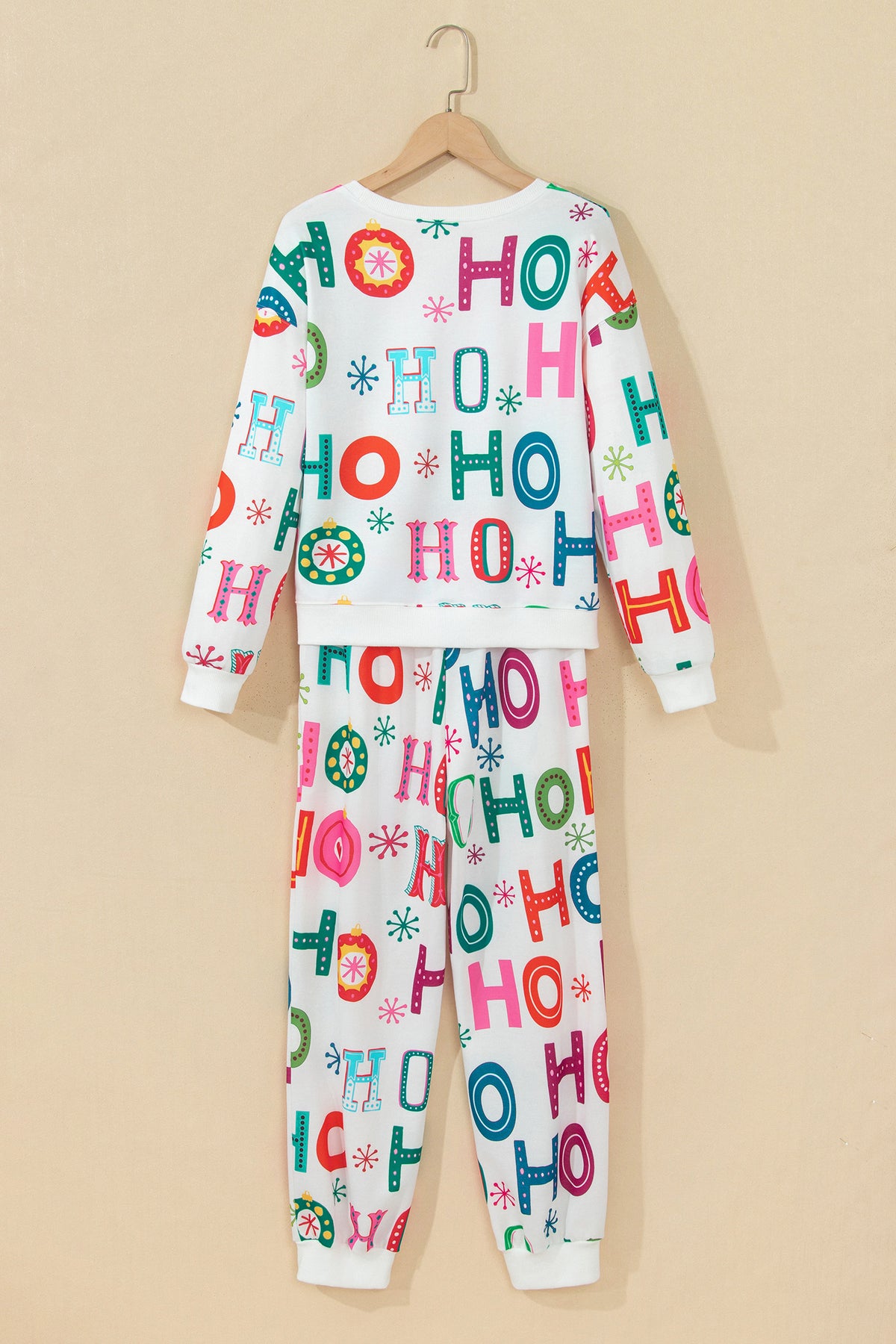 Multicolour Ho Ho Ho Print Long Sleeve Lounge Set