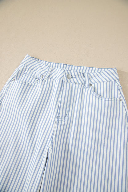 Brown Stripe Casual Barrel Jeans