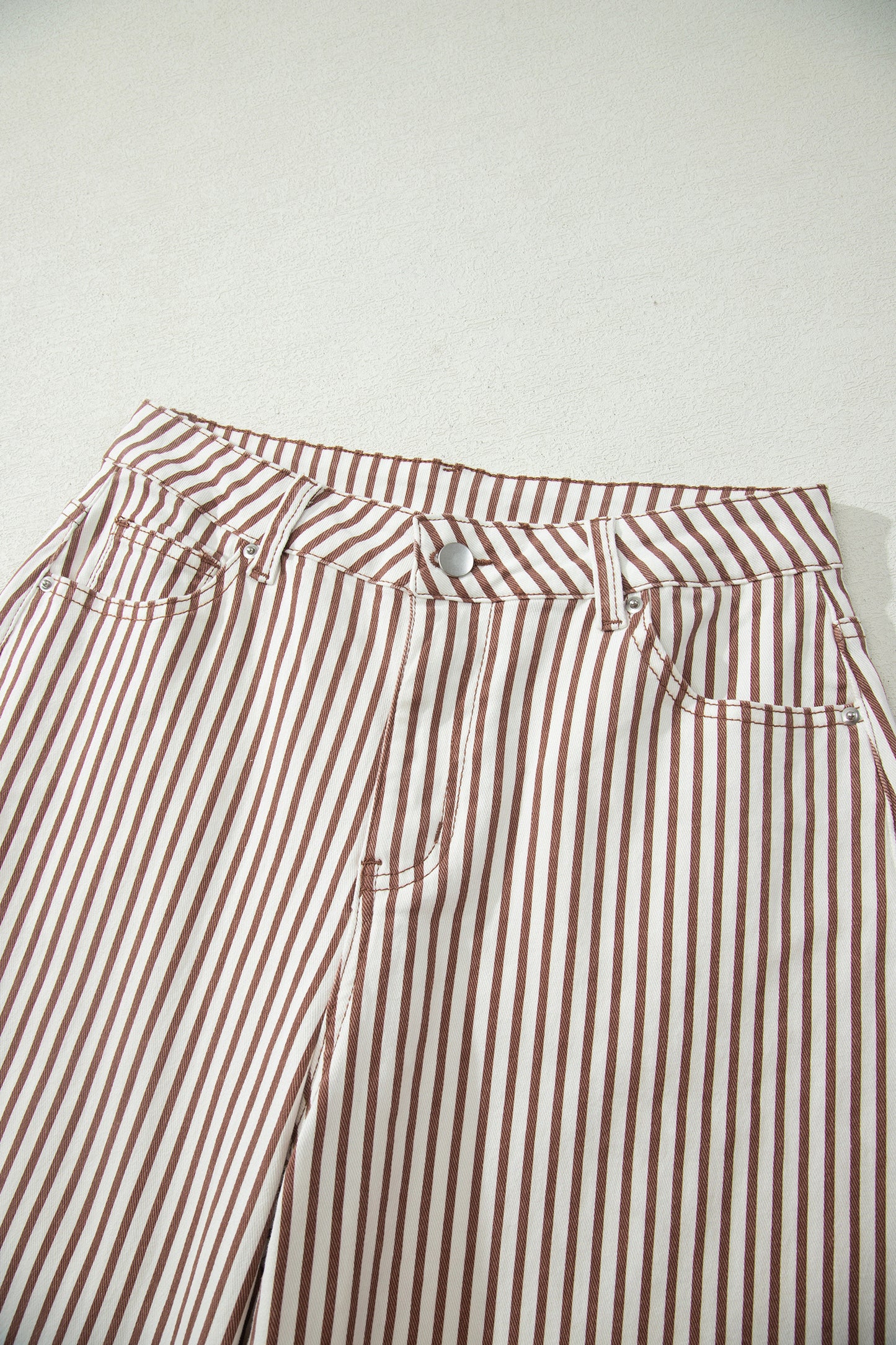 Brown Stripe Casual Barrel Jeans