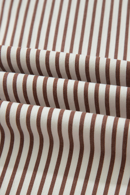 Brown Stripe Casual Barrel Jeans