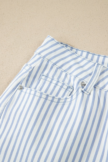 Brown Stripe Casual Barrel Jeans