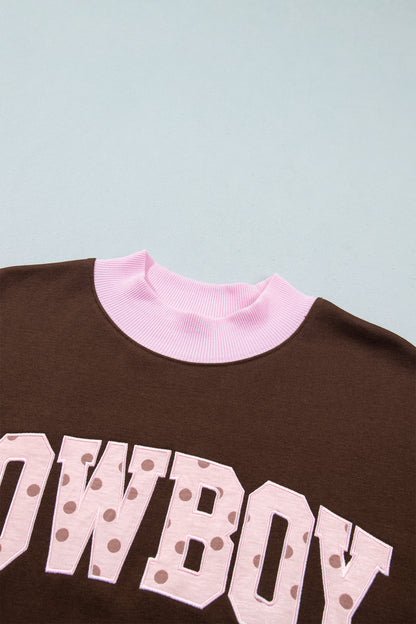 Grapefruit Orange Polka Dot Letter Graphic Colorblock Tunic Sweatshirt