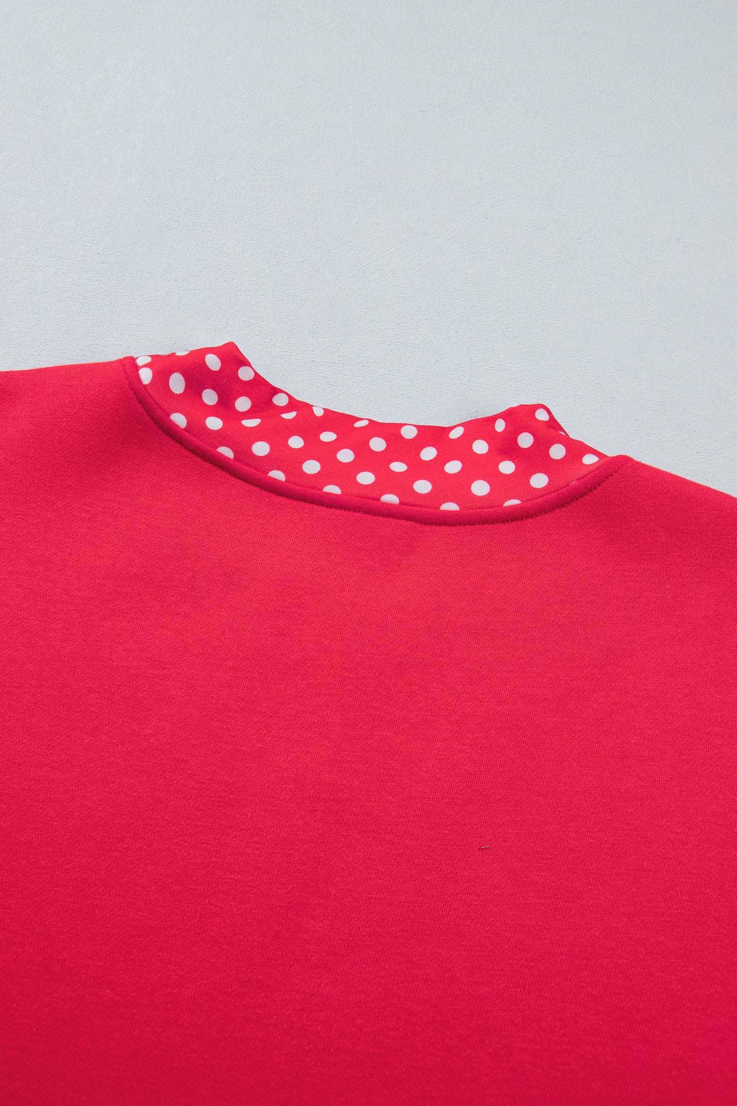 Racing Red Colorblock Polka Dot Contrast Trim Oversized Sweatshirt