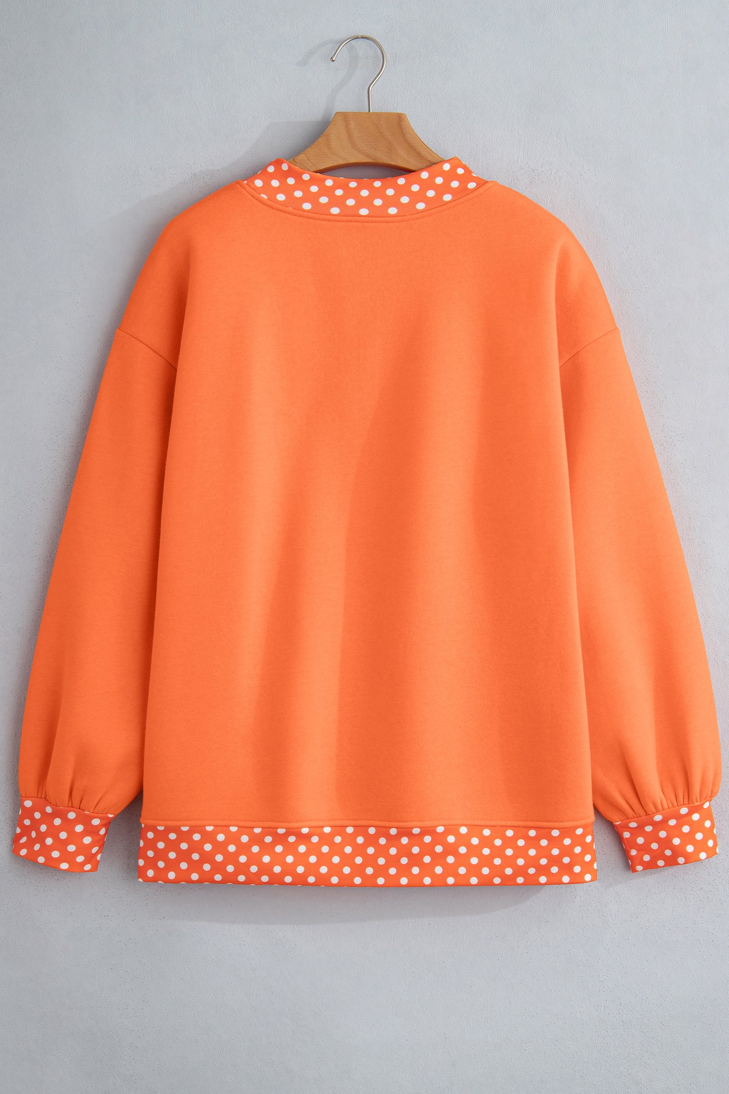 Racing Red Colorblock Polka Dot Contrast Trim Oversized Sweatshirt