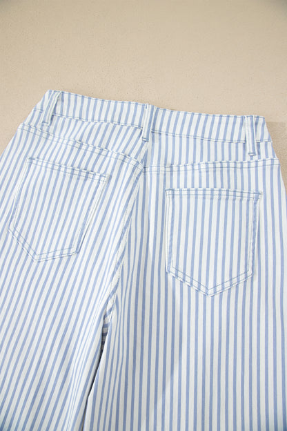 Brown Stripe Casual Barrel Jeans