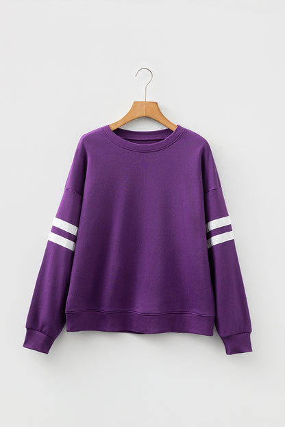 White Varsity Striped Detail Drop Shoulder Oversized Sweatshirt