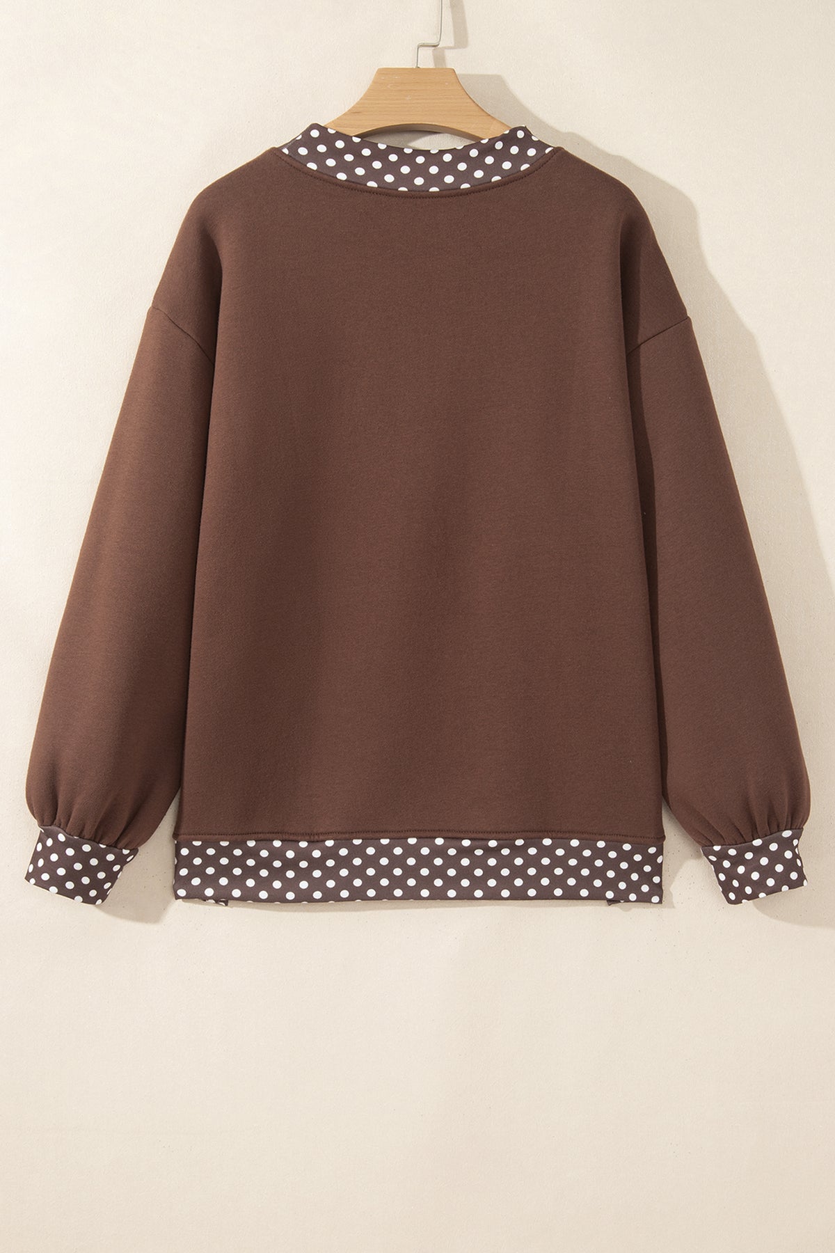 Racing Red Colorblock Polka Dot Contrast Trim Oversized Sweatshirt