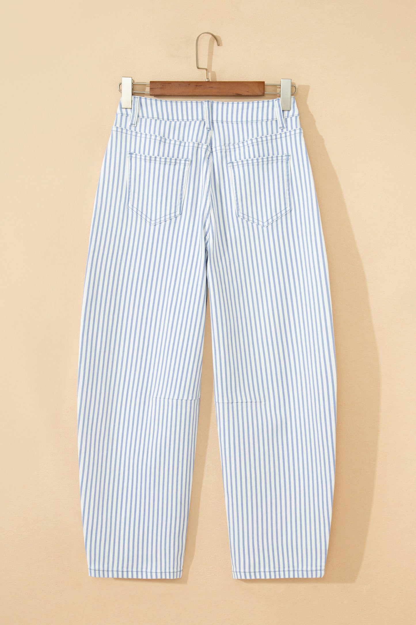 Brown Stripe Casual Barrel Jeans