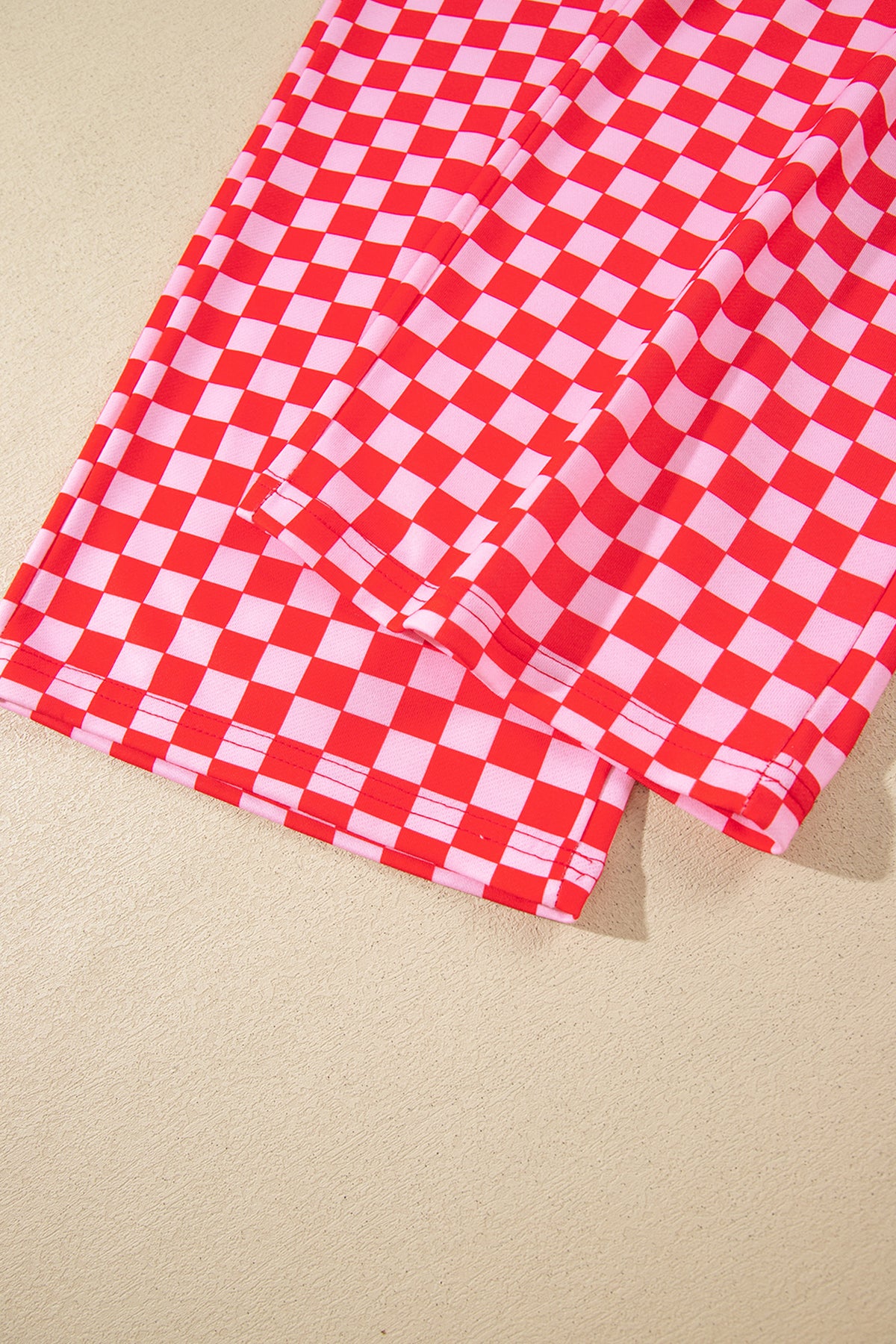 Red Christmas Slogan Graphic Plaid Contrast Two-piece Pant Set