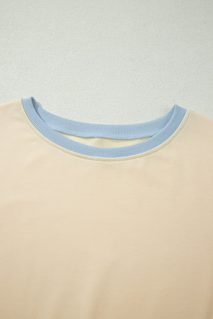 Turquoise Colorblock Edge Drop Shoulder T Shirt and Skort 2Pcs Set