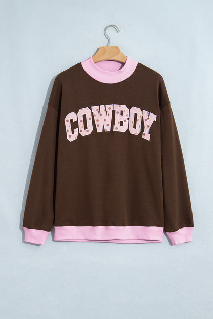 Grapefruit Orange Polka Dot Letter Graphic Colorblock Tunic Sweatshirt