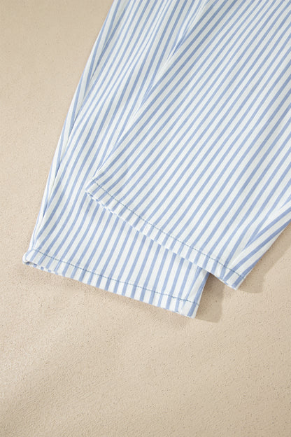 Brown Stripe Casual Barrel Jeans