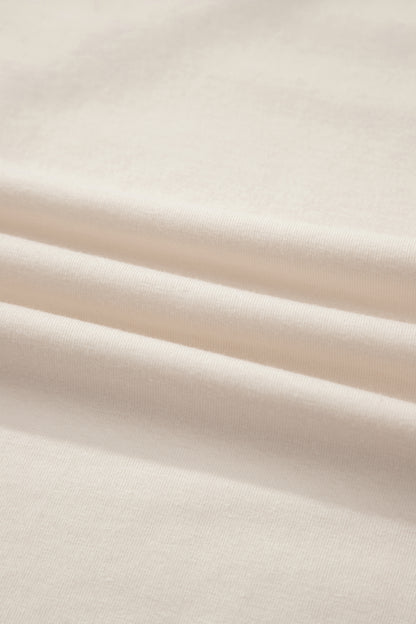 White Loose Knit Vintage Flag Bow Patched T Shirt