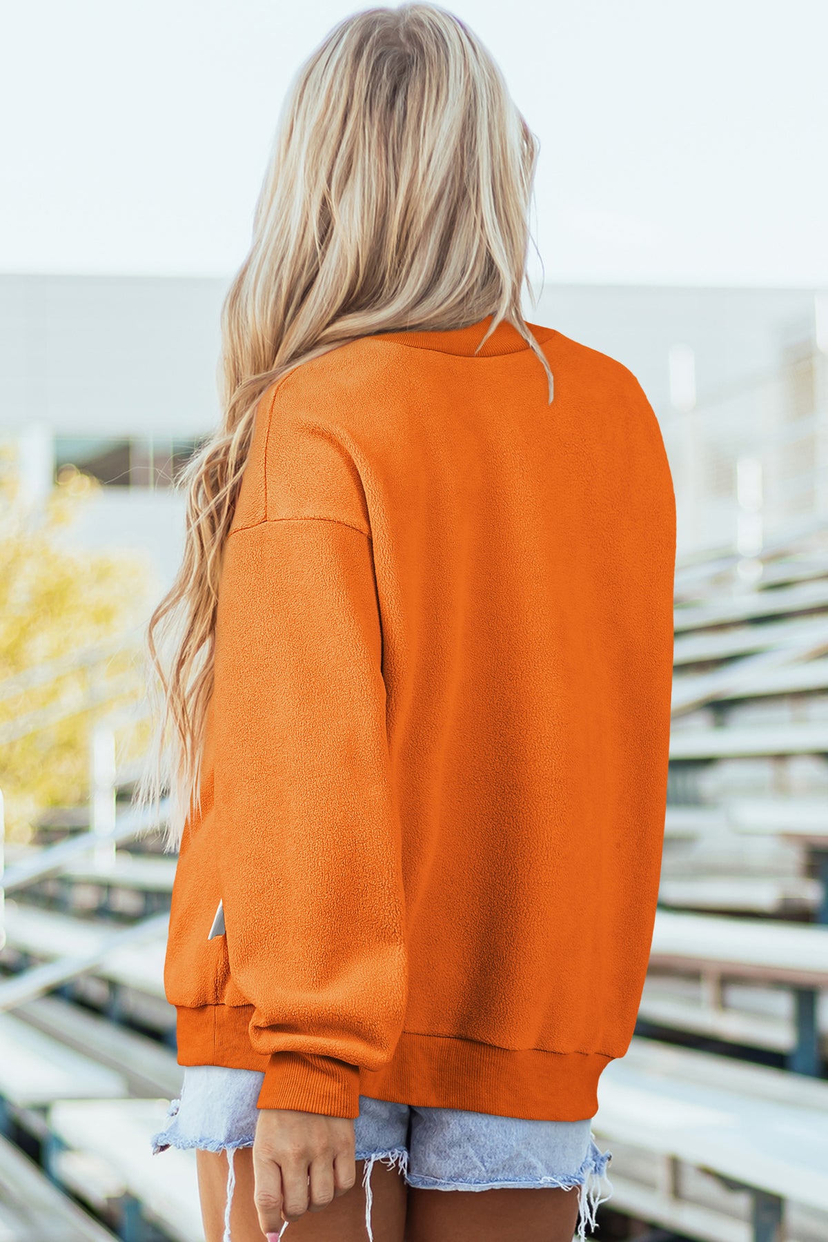 Coffee Oversize Drop Shoulder Reversible Mock Neck Sweatshirt