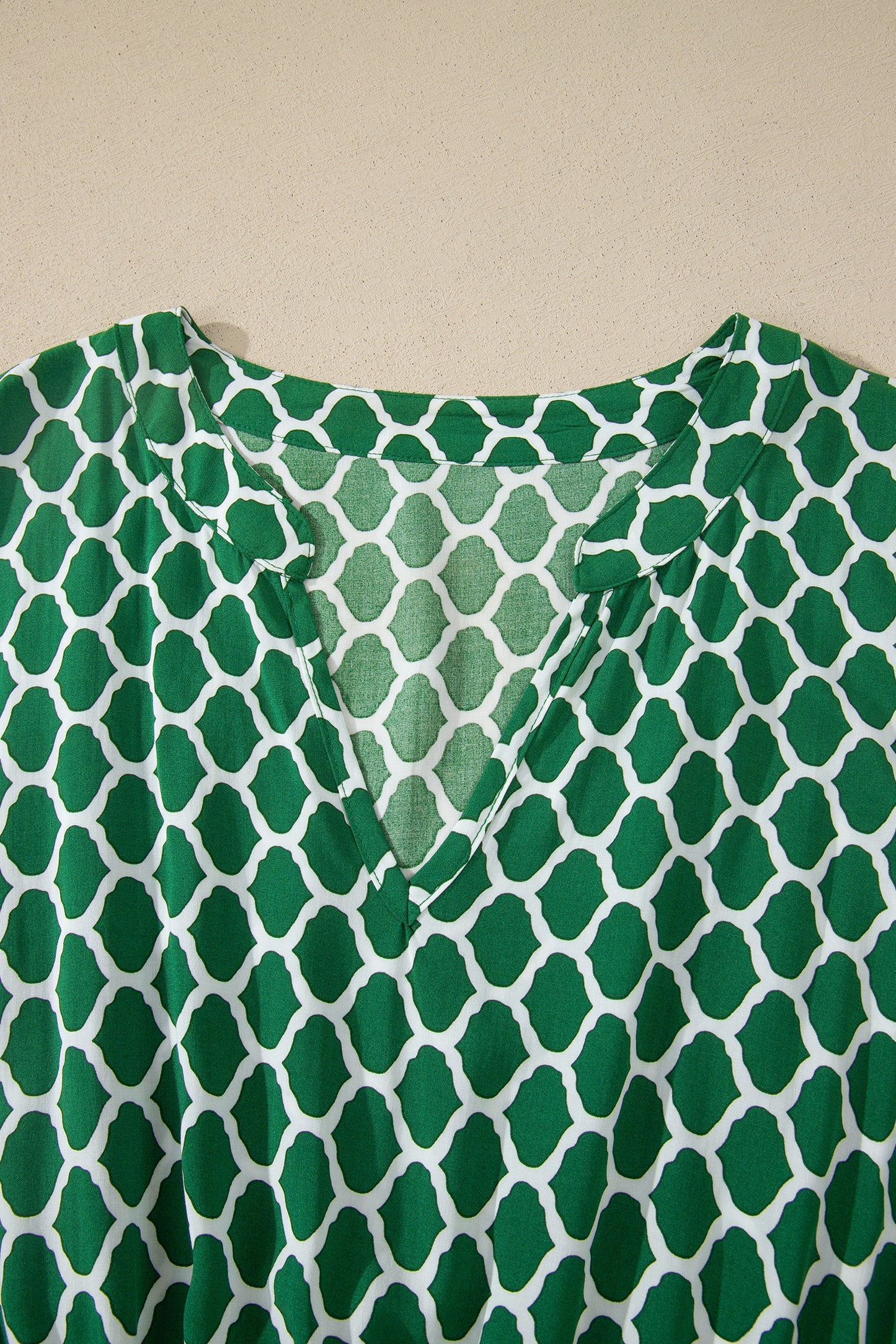 Green Plus Size Geometric Print Pocketed Ruffle Hem Casual Dress