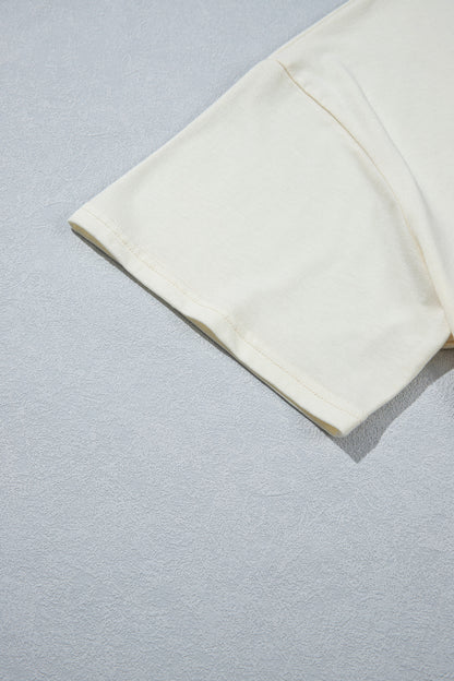 White Distressed Flag Bow Patched Plus Size T Shirt