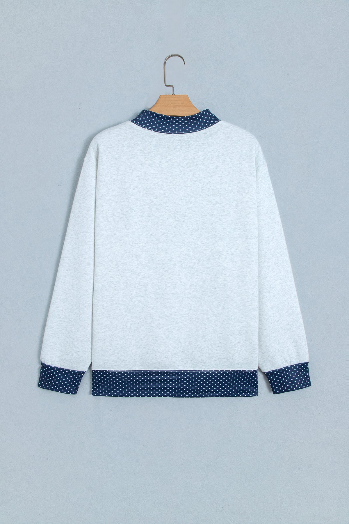 Light Grey Polka Dot Contrast Trim JESUS Letter Graphic Sweatshirt