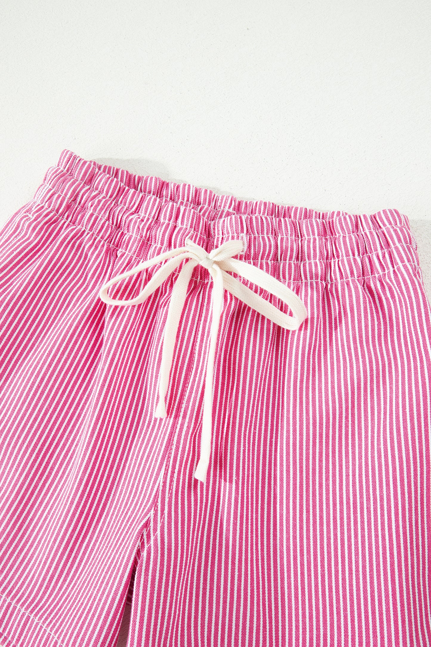 Sky Blue Stripe Drawstring Elastic Waist Casual Denim Shorts