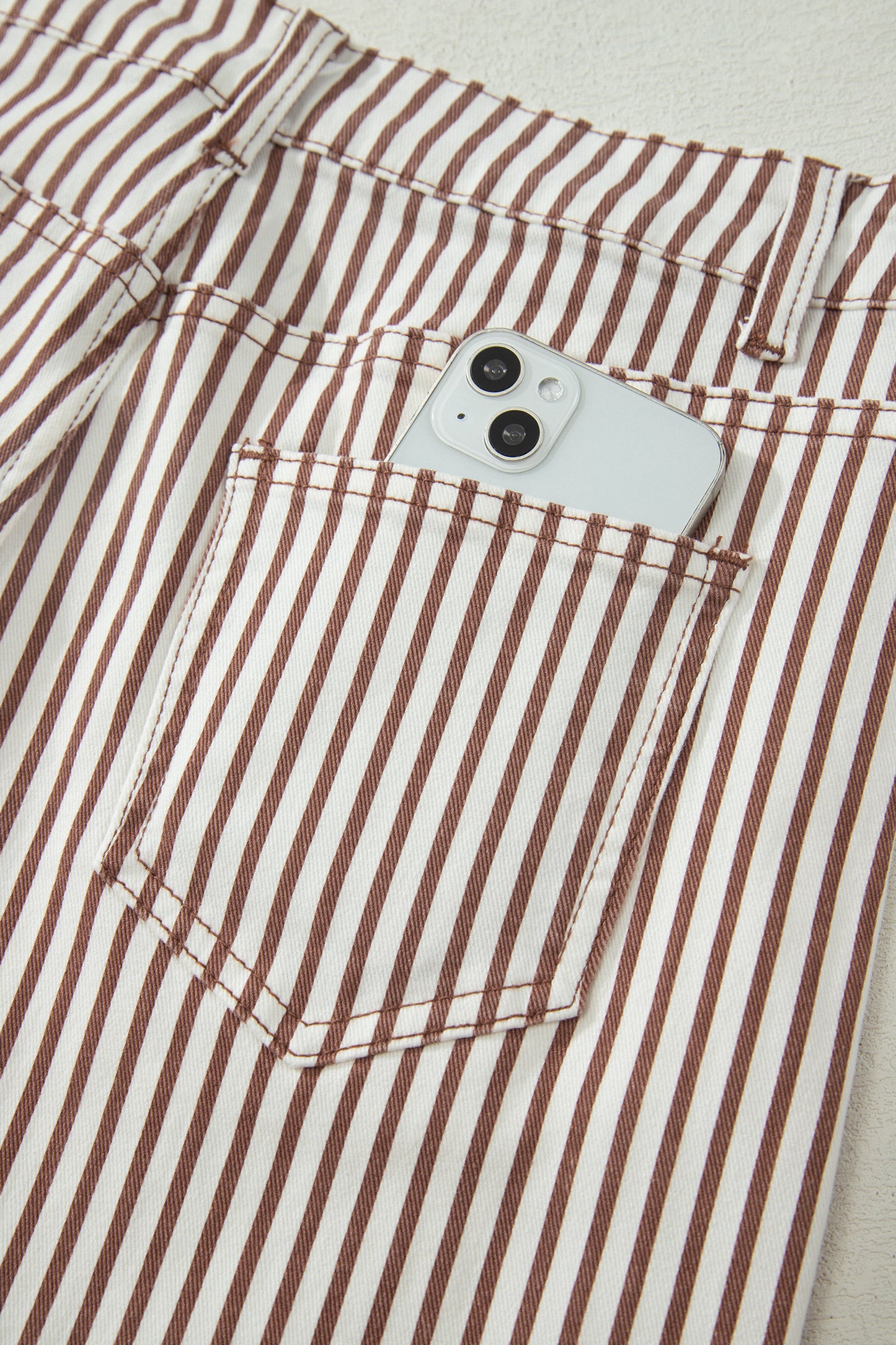 Brown Stripe Casual Barrel Jeans