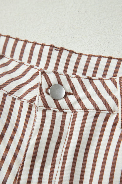 Brown Stripe Casual Barrel Jeans