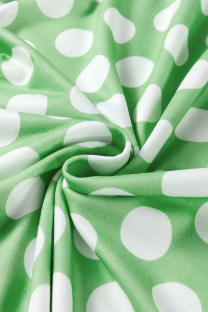 Green Polka Dot Contrast Trim Round Neck Loose Tank Top