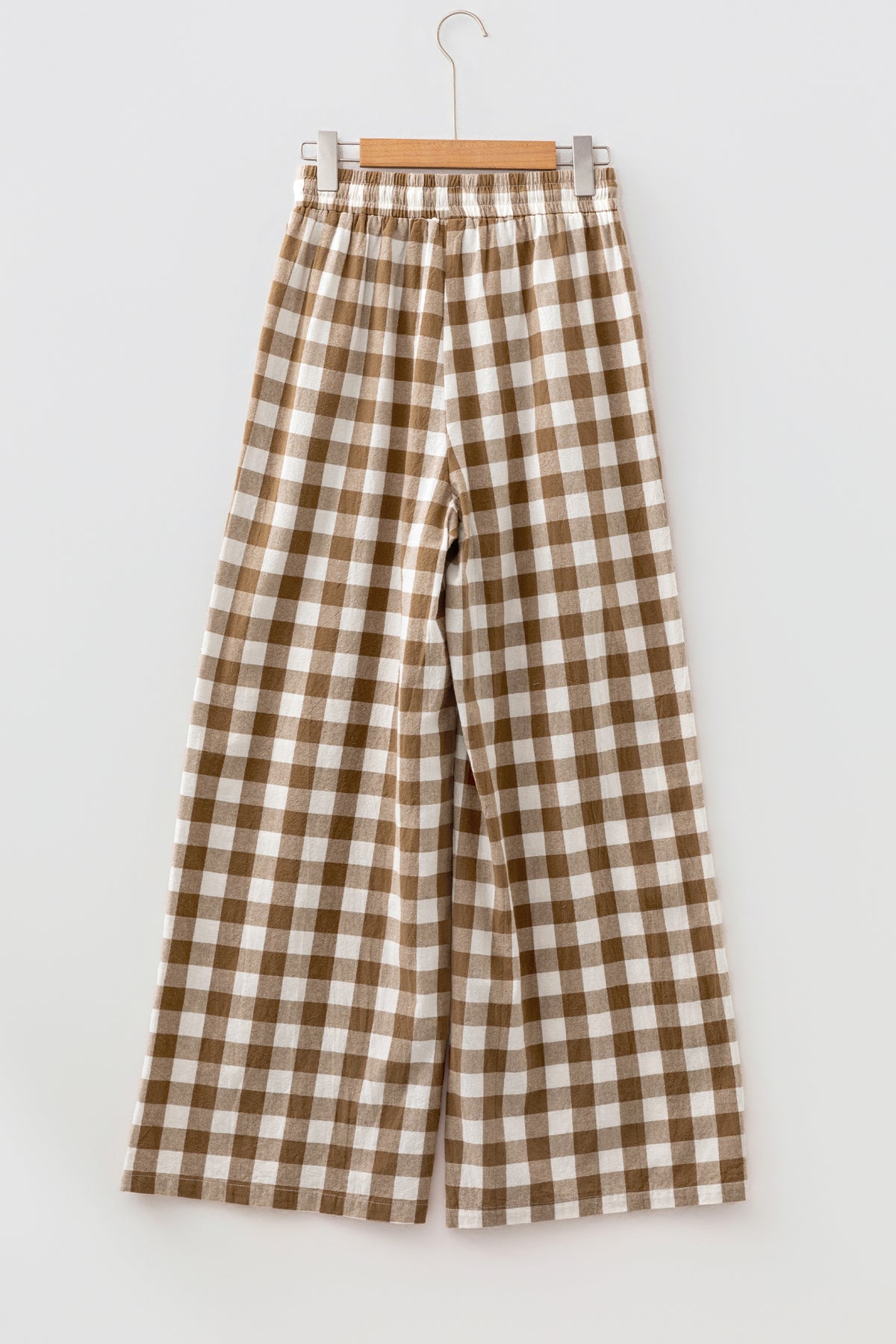 Red Gingham Plaid Tie Elastic Waist Shift Pants