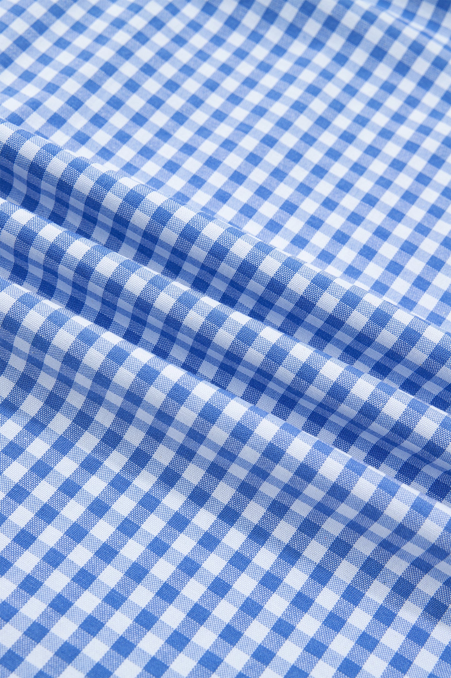 Sky Blue Summer Plaid V Neck Puff Sleeve Blouse
