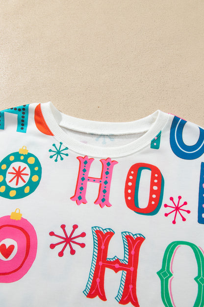 Multicolour Ho Ho Ho Print Long Sleeve Lounge Set