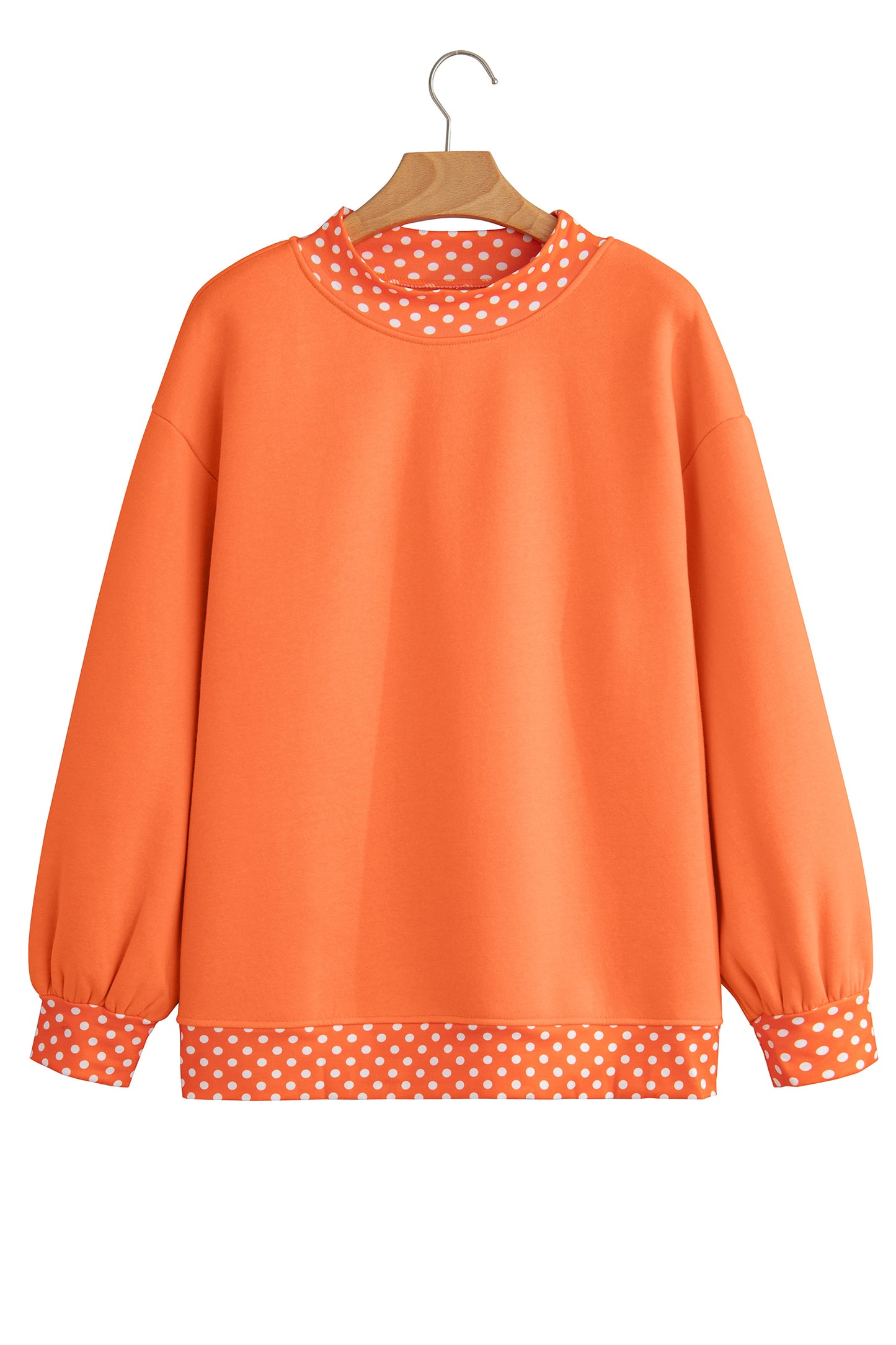 Racing Red Colorblock Polka Dot Contrast Trim Oversized Sweatshirt