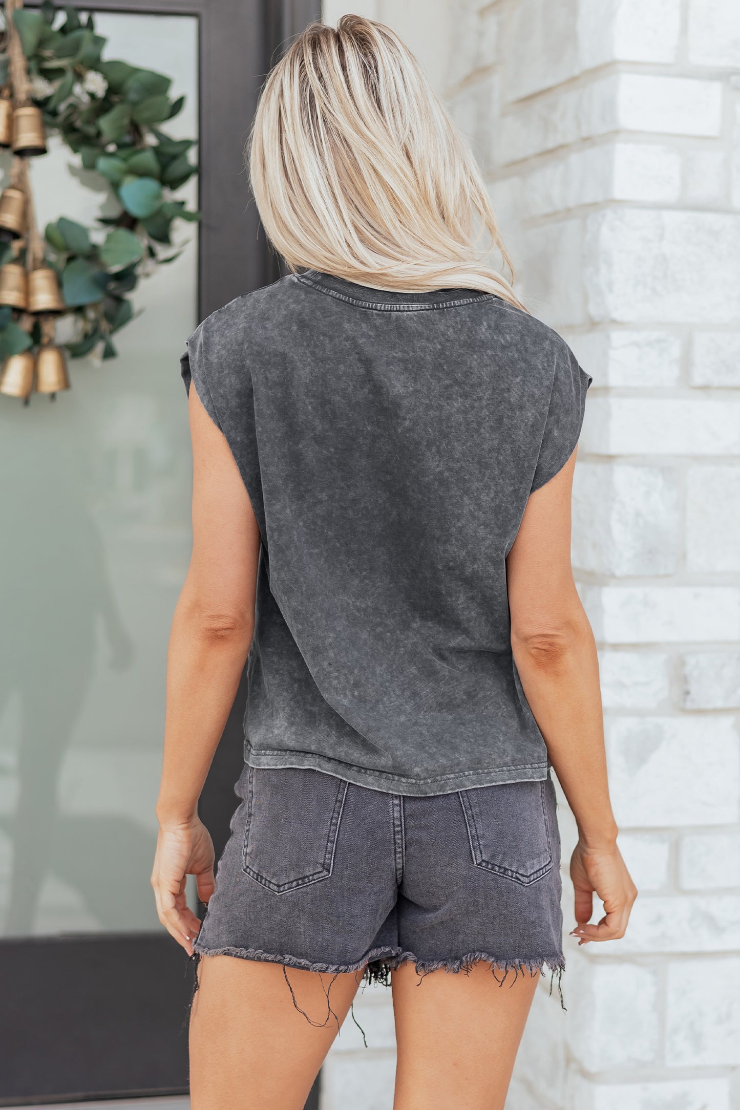 Sleet Cowboy & Beer Western Graphic Mineral Wash Tank Top