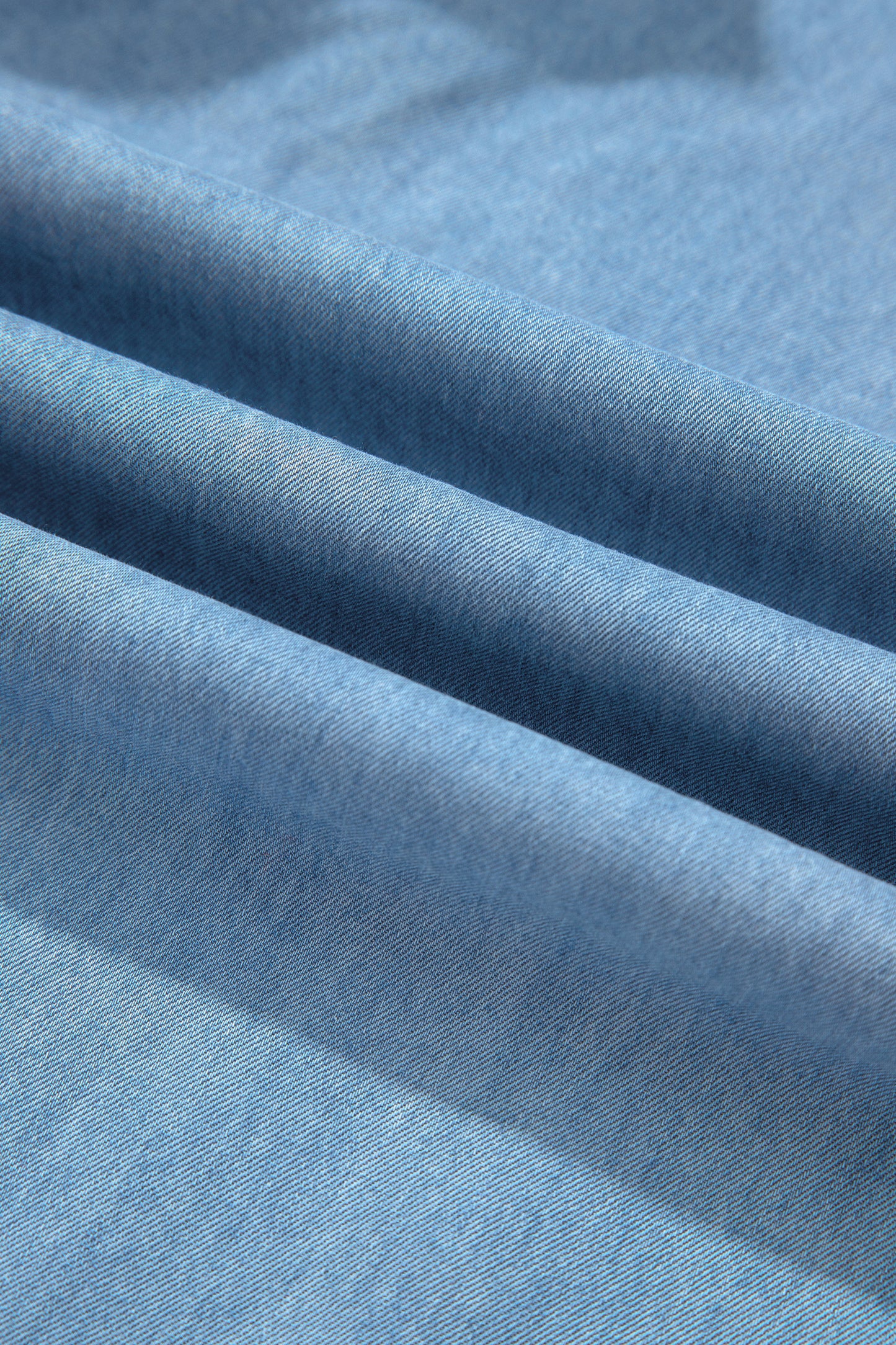 Beau Blue Ruffled Hem Wide Leg Chambray Pants