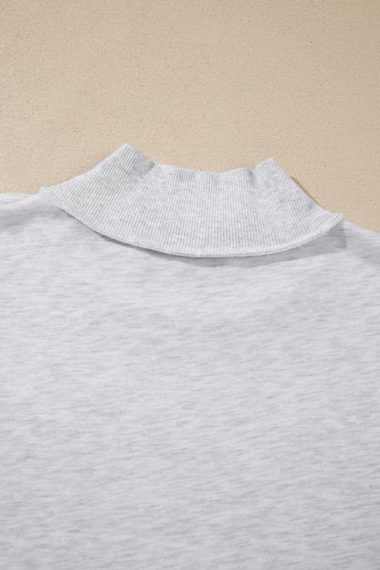 Light Grey High Neck Polka Dot Slogan Printed Baggy Sweatshirt