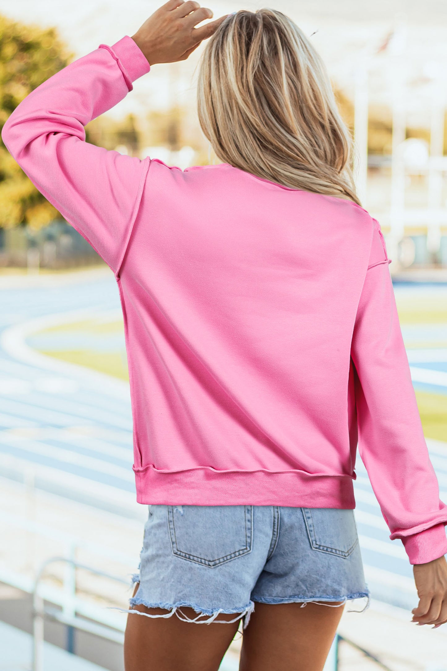 Bright Pink ALABAMA Printed Double Wear Mock Neck Reversible Sweatshirt