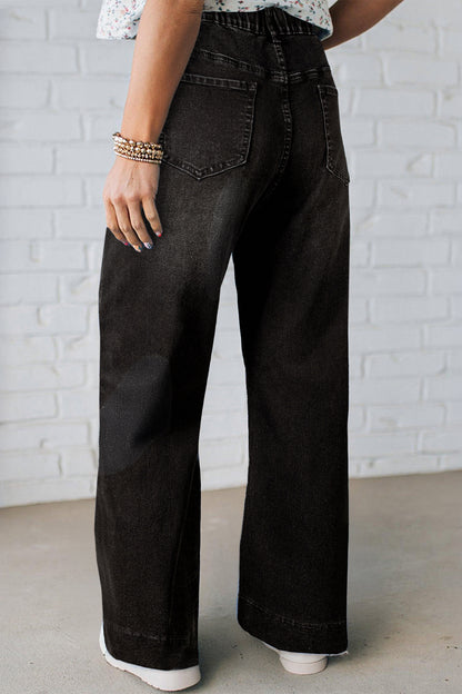 Black Acid Wash Contrast Lace-up Plus Size Jeans