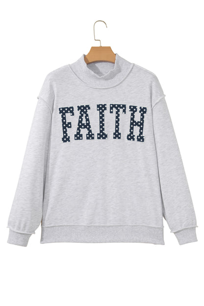 Light Grey High Neck Polka Dot Slogan Printed Baggy Sweatshirt