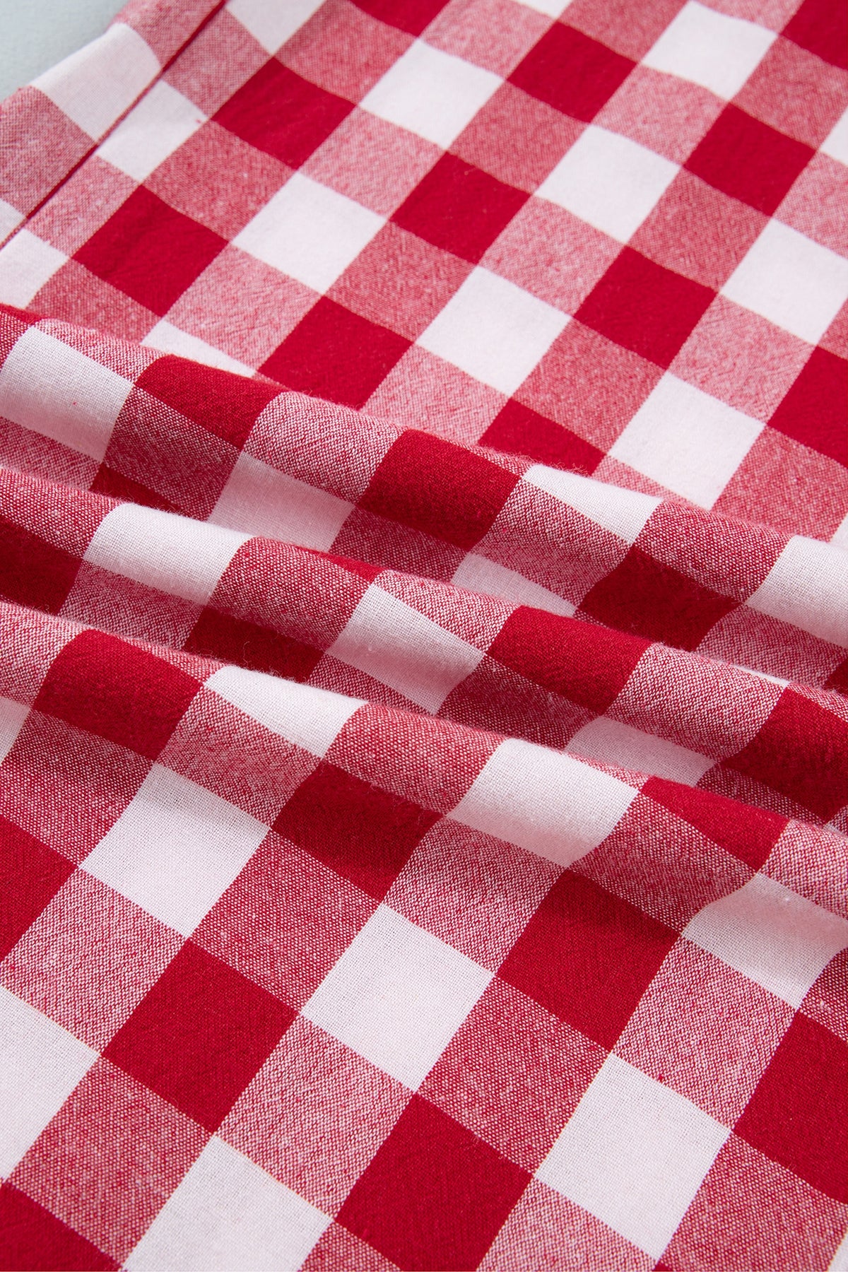 Red Gingham Plaid Tie Elastic Waist Shift Pants