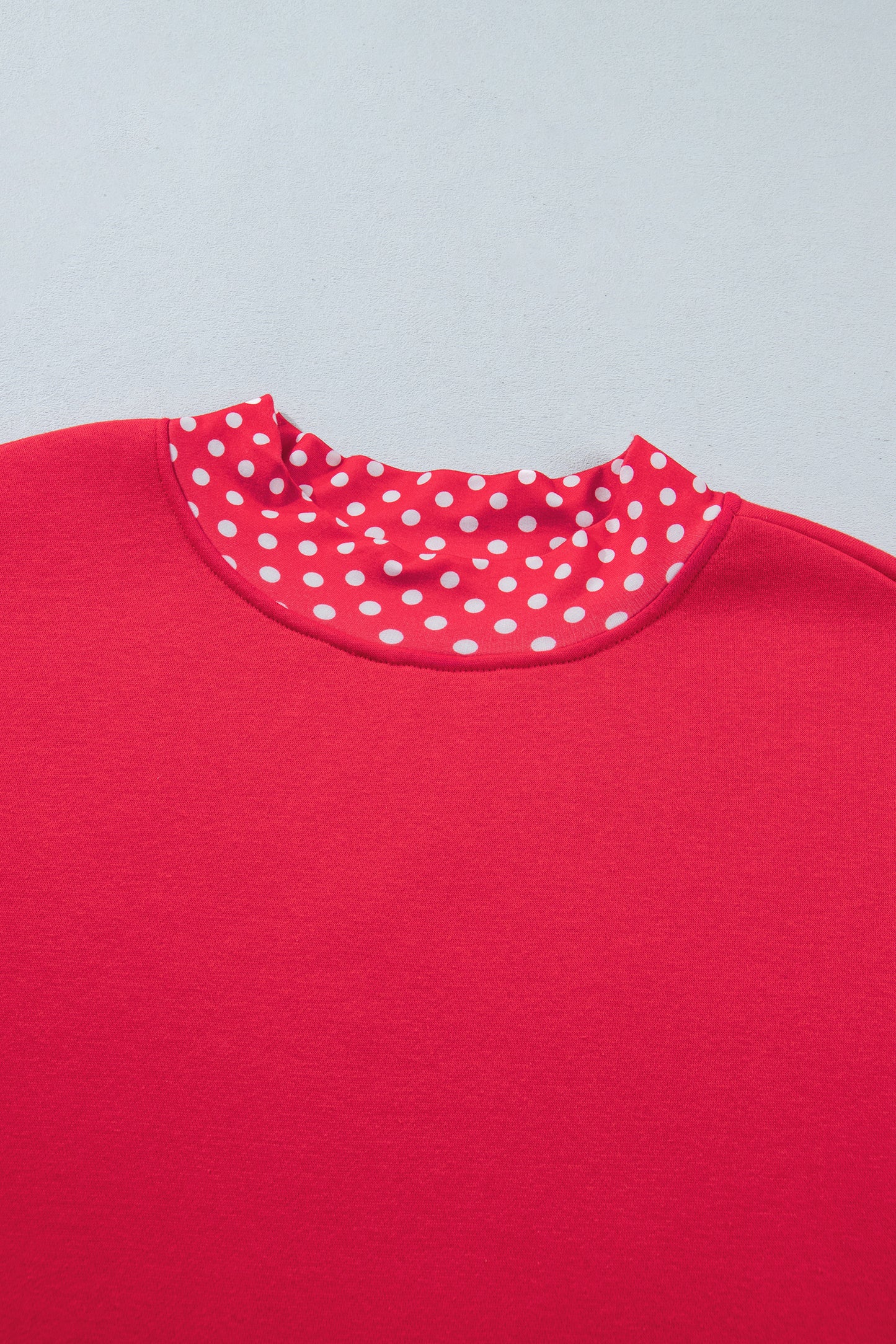 Racing Red Colorblock Polka Dot Contrast Trim Oversized Sweatshirt