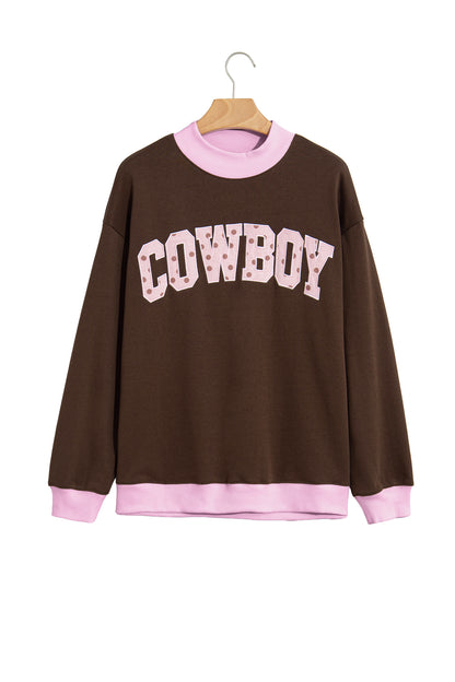 Grapefruit Orange Polka Dot Letter Graphic Colorblock Tunic Sweatshirt