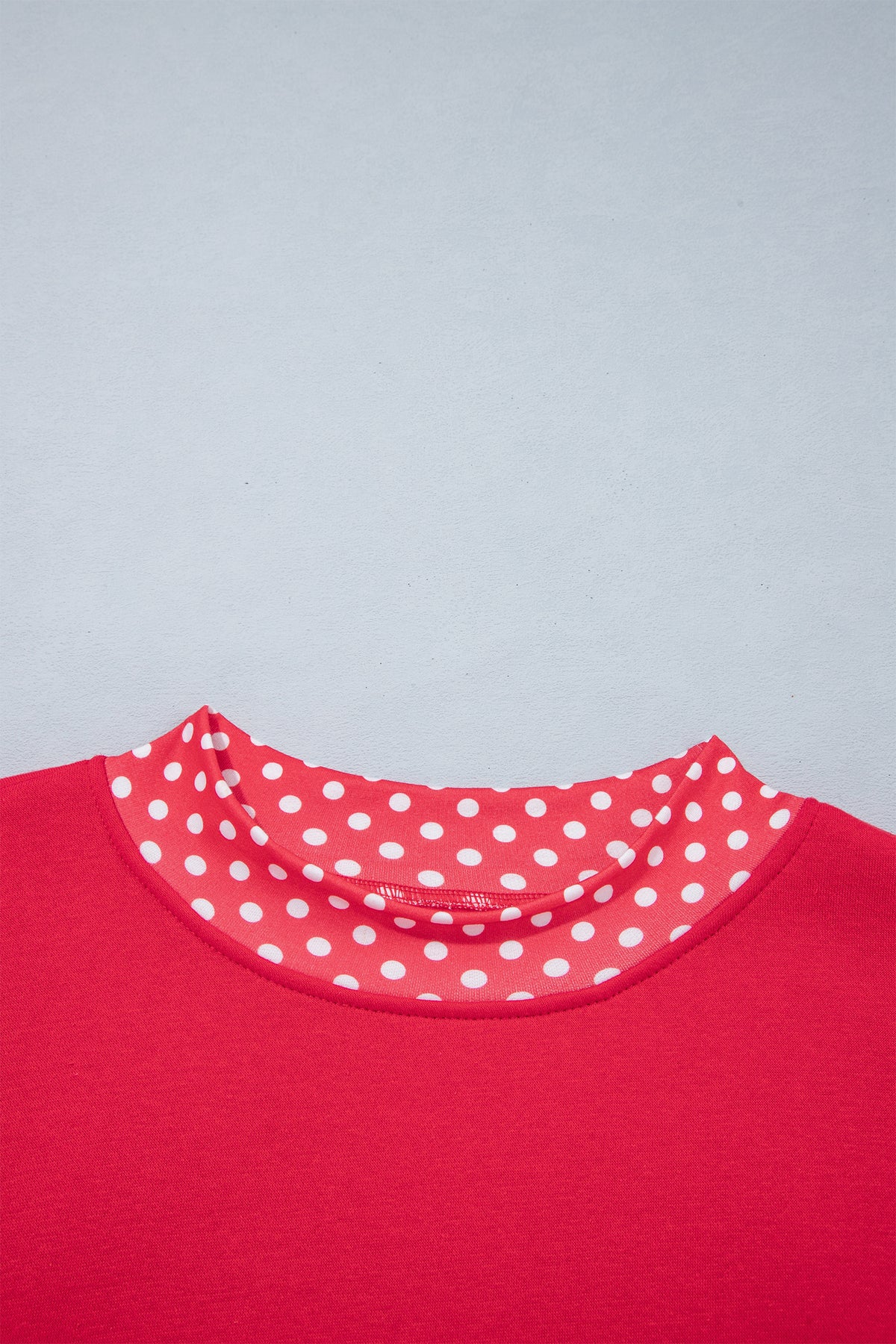 Racing Red Colorblock Polka Dot Contrast Trim Oversized Sweatshirt