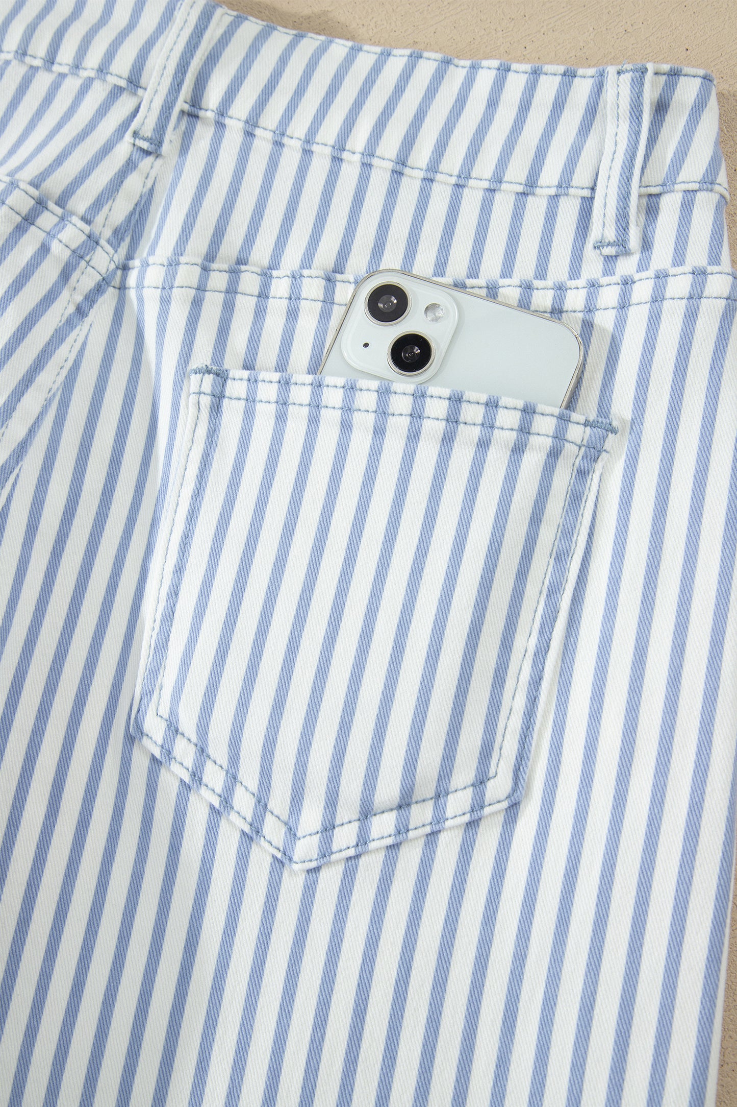 Brown Stripe Casual Barrel Jeans
