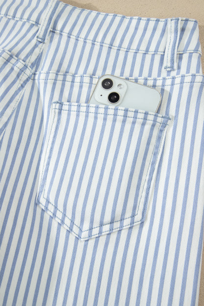Brown Stripe Casual Barrel Jeans
